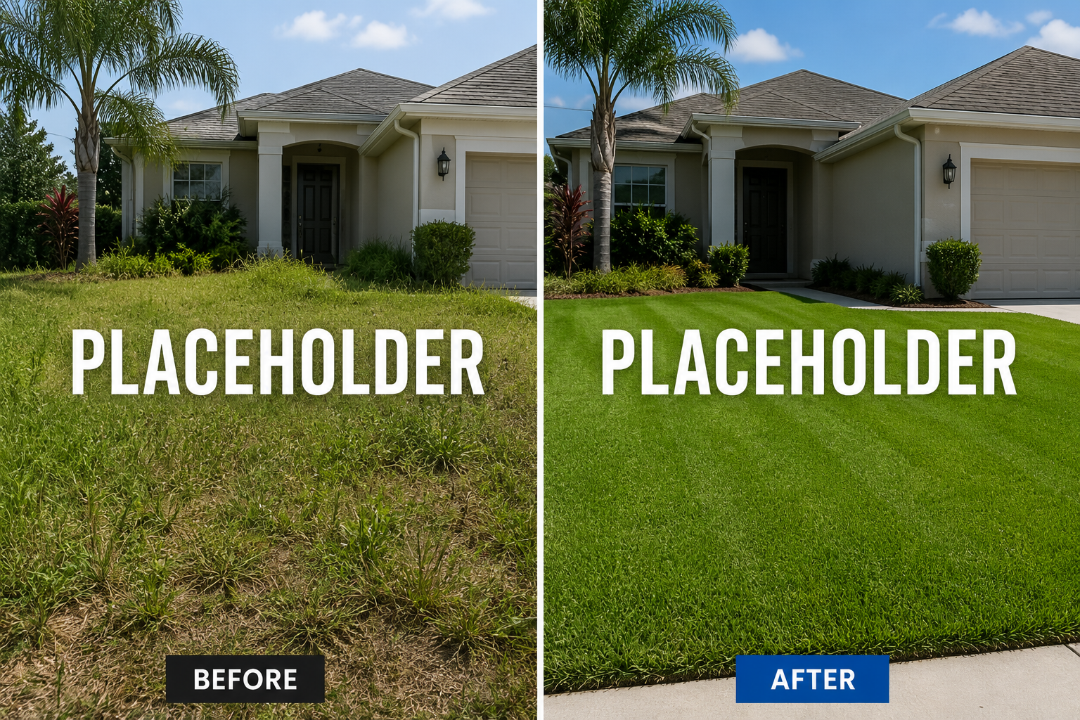 Commercial strip mall landscaping before and after