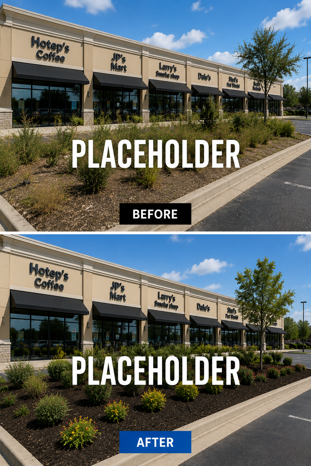 Vertical before and after landscaping placeholder